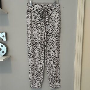 Olivaceous Black and White Leopard Print Joggers